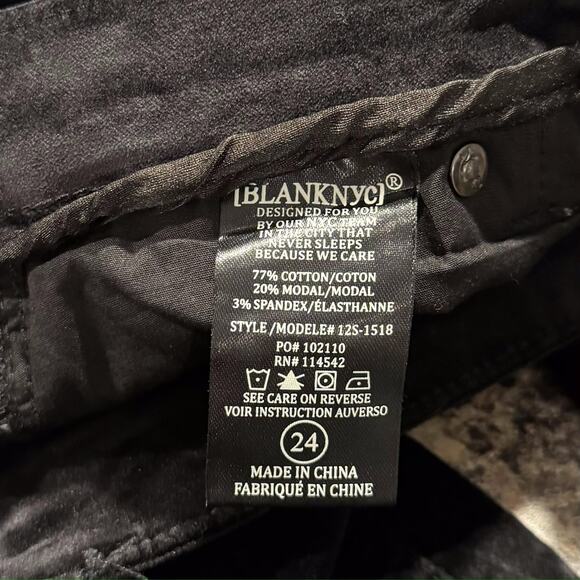 NWT BlankNYC Pants Skinny Velour Y2K Streetwear Academia Grunge Urban Black 24 - Picture 3 of 5